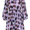 Kate Spade - Purple, Navy & Brown Geometric Print Dress Sz 2