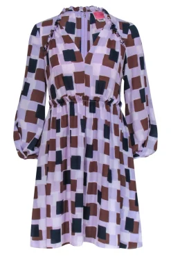 Kate Spade - Purple, Navy & Brown Geometric Print Dress Sz 2