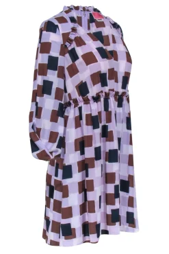 Kate Spade - Purple, Navy & Brown Geometric Print Dress Sz 2