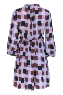 Kate Spade - Purple, Navy & Brown Geometric Print Dress Sz 2