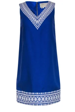 Kate Spade - Purple Sleeveless Shift Dress w/ White Embroidery Sz 4