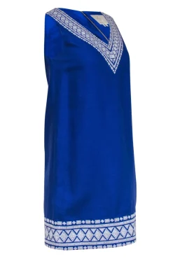 Kate Spade - Purple Sleeveless Shift Dress w/ White Embroidery Sz 4
