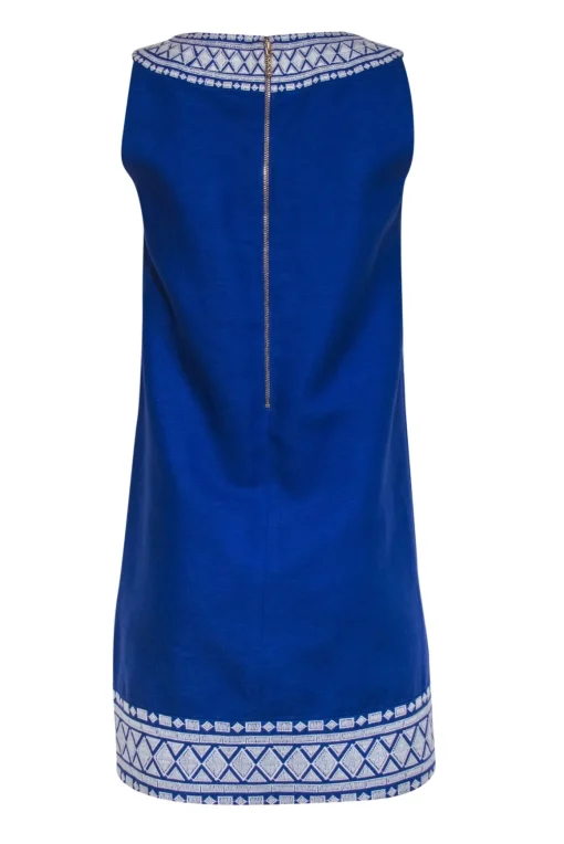 Kate Spade - Purple Sleeveless Shift Dress w/ White Embroidery Sz 4