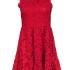 Kate Spade - Red Lace Sleeveless Scallop Edge Dress Sz 2
