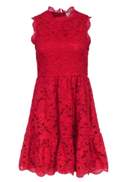 Kate Spade - Red Lace Sleeveless Scallop Edge Dress Sz 2