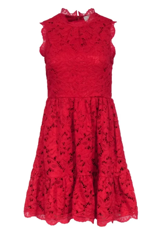 Kate Spade - Red Lace Sleeveless Scallop Edge Dress Sz 2