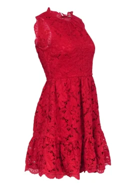 Kate Spade - Red Lace Sleeveless Scallop Edge Dress Sz 2