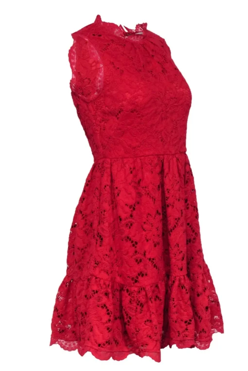 Kate Spade - Red Lace Sleeveless Scallop Edge Dress Sz 2