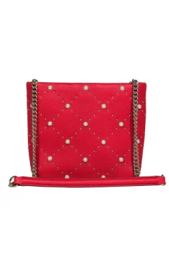 Kate Spade - Red leather Pearl Accent Crossbody