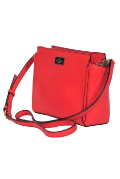 Kate Spade - Red Pebbled Leather Structured Crossbody