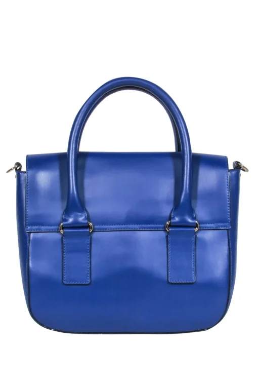 Kate Spade - Royal Blue Leather Structured Satchel w/ Turquoise Trim