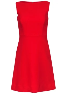 Kate Spade - Tomato Red Sleeveless Boatneck Fit & Flare Dress Sz 0