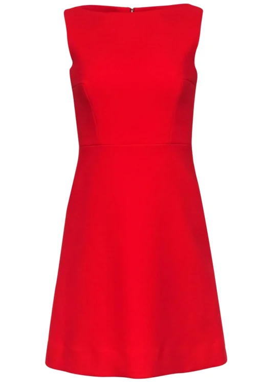 Kate Spade - Tomato Red Sleeveless Boatneck Fit & Flare Dress Sz 0