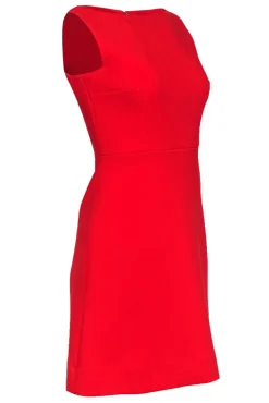 Kate Spade - Tomato Red Sleeveless Boatneck Fit & Flare Dress Sz 0