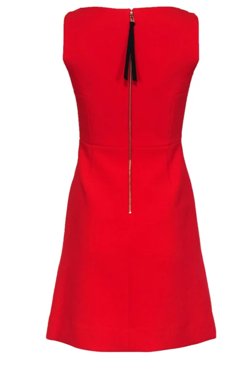 Kate Spade - Tomato Red Sleeveless Boatneck Fit & Flare Dress Sz 0