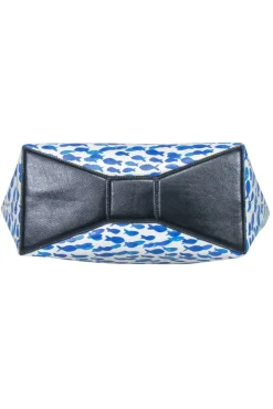 Kate Spade - White & Blue Fish Print Leather Tote w/ “Plenty of Fish in the Sea” Text