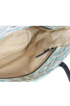 Kate Spade - White & Blue Fish Print Leather Tote w/ “Plenty of Fish in the Sea” Text