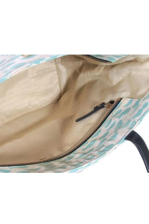 Kate Spade - White & Blue Fish Print Leather Tote w/ “Plenty of Fish in the Sea” Text