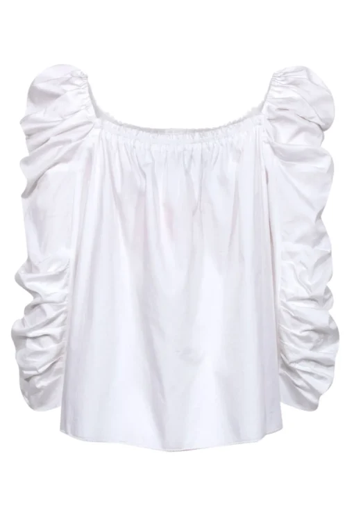 Kate Spade - White Baby-doll Puff Sleeve Blouse Sz 8