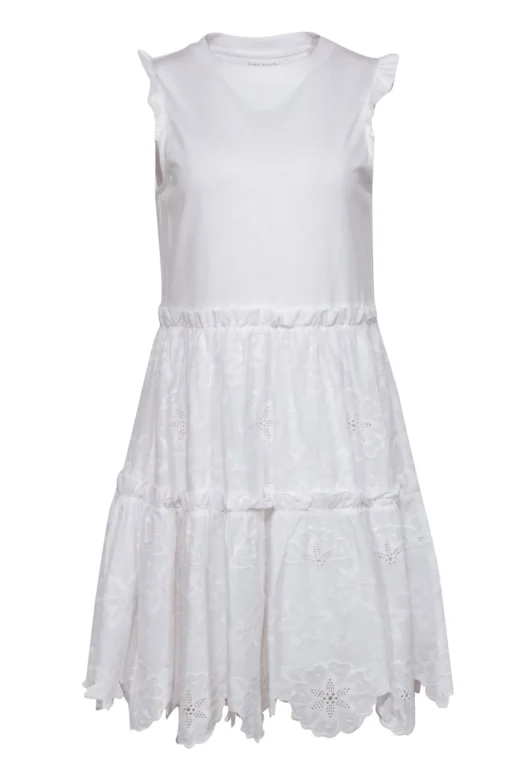 Kate Spade - White "Freshwhite" Cotton Tiered Sundress Sz M