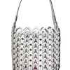 Kate Spade - White Leather Spade Woven Drawstring Bucket Bag