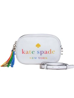 Kate Spade – White Leather Rainbow Logo Crossbody Camera Bag