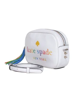Kate Spade – White Leather Rainbow Logo Crossbody Camera Bag