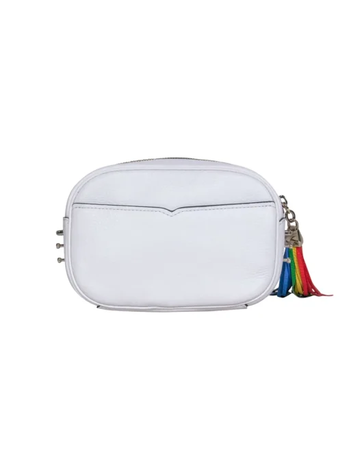 Kate Spade – White Leather Rainbow Logo Crossbody Camera Bag