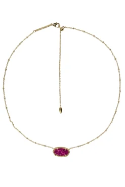 Kendra Scott - Gold Chain Necklace w/ Sparkly Magenta Stone