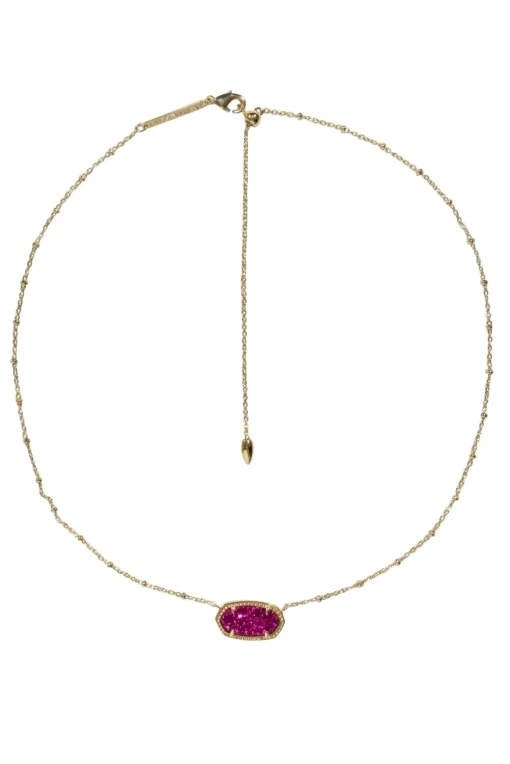Kendra Scott - Gold Chain Necklace w/ Sparkly Magenta Stone