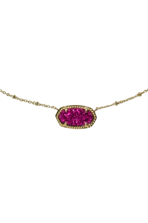 Kendra Scott - Gold Chain Necklace w/ Sparkly Magenta Stone