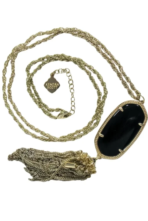Kendra Scott - Gold Chain w/ Large Black Pendant & Tassels