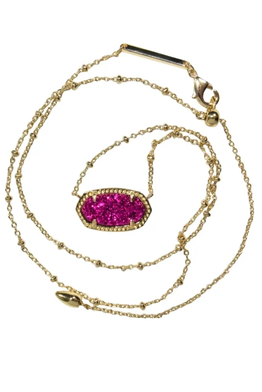 Kendra Scott - Gold Chain Necklace w/ Sparkly Magenta Stone
