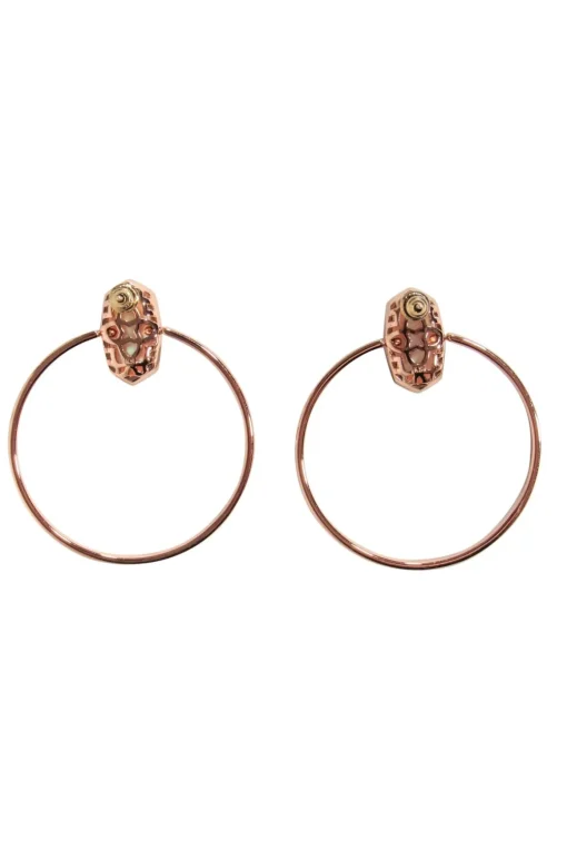 Kendra Scott - Rose Gold Stud Hoop Earrings w/ Iridescent Stones