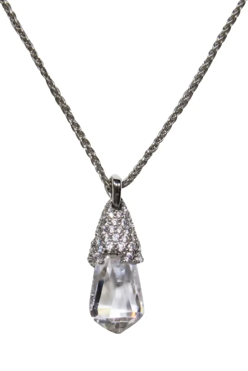 Kendra Scott - Silver Chain Necklace w/ Crystal Pendant