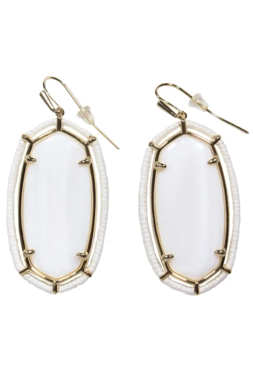 Kendra Scott - White & Gold Gem Drop Earrings