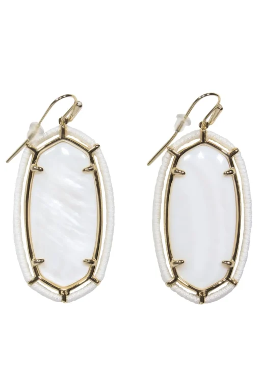 Kendra Scott - White & Gold Gem Drop Earrings