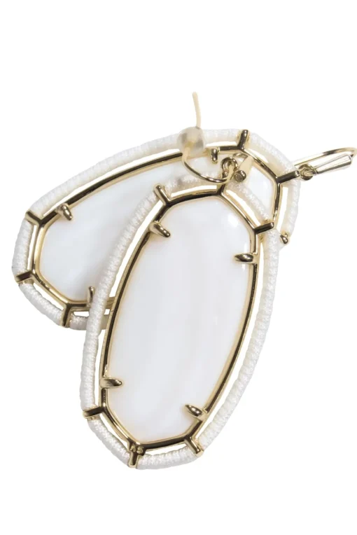 Kendra Scott - White & Gold Gem Drop Earrings