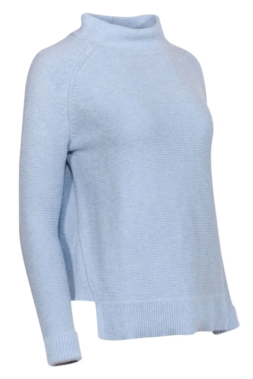 Kinross - Baby Blue Cotton Knit Mockneck Turtleneck Sweater Sz XS