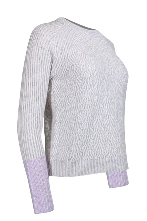 Kinross Cashmere - Grey & Ivory Cashmere Sweater Sz XS