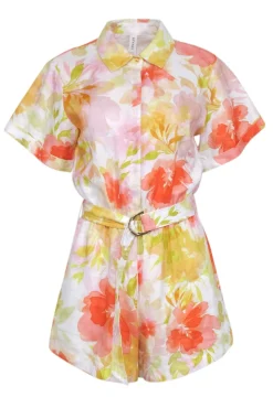 Kivari - Ivory w/ Yellow, Orange, & Pink Floral Print Romper Sz 4