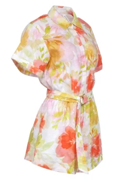 Kivari - Ivory w/ Yellow, Orange, & Pink Floral Print Romper Sz 4