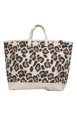 Kule - Large Beige & Brown Leopard Print Canvas Tote