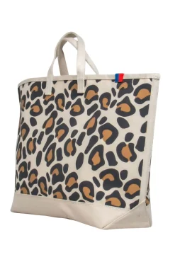 Kule - Large Beige & Brown Leopard Print Canvas Tote