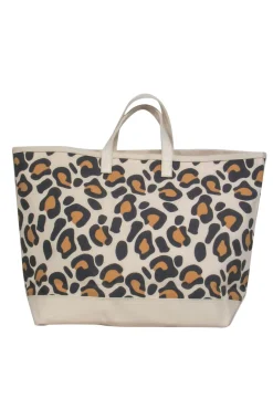 Kule - Large Beige & Brown Leopard Print Canvas Tote