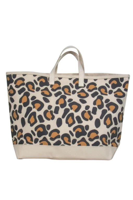 Kule - Large Beige & Brown Leopard Print Canvas Tote