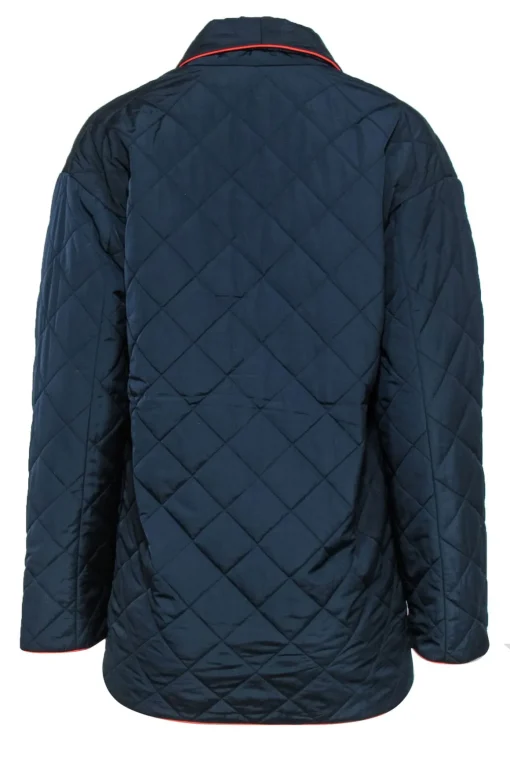 Kule - Navy Quilted Oversized Longline Coat w/ Orange Trim Sz XS