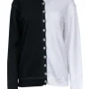 La Datresse - Black & White Split Button Down Cardigan Sz XS