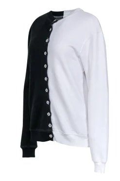 La Datresse - Black & White Split Button Down Cardigan Sz XS
