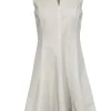 Lafayette 148 - Beige Sleeveless A-Line Dress w/ Contrast Stitching Sz 2